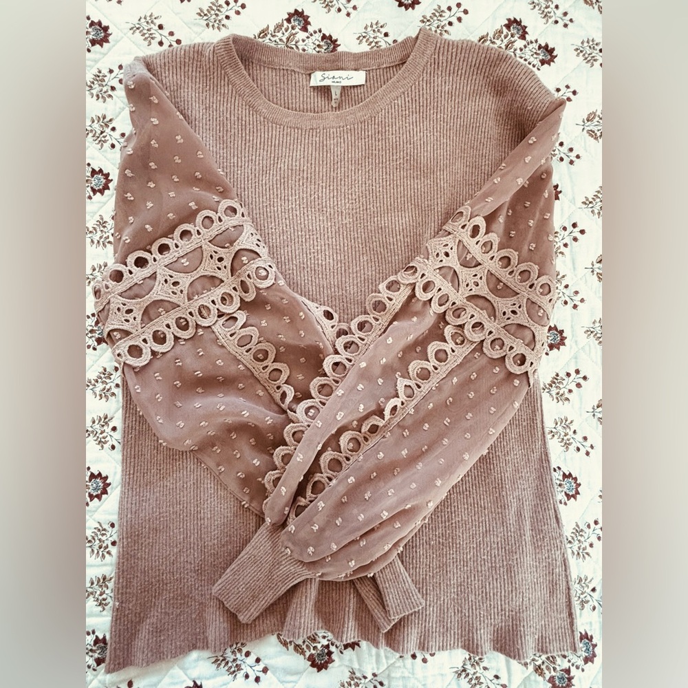 Balloon Sleeve Sweater Blouse